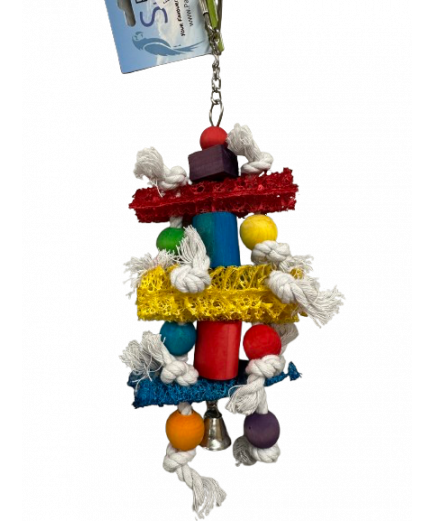 Parrot-Supplies Wood and Loofah Stacker Parrot Toy